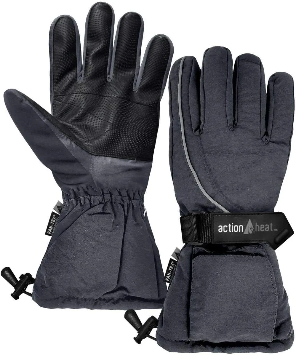 ActionHeat AA Battery Heated Snow Gloves – Men Rechargeable Electric Gloves w/Weather Resistant Soft Shell, Cozy Fleece