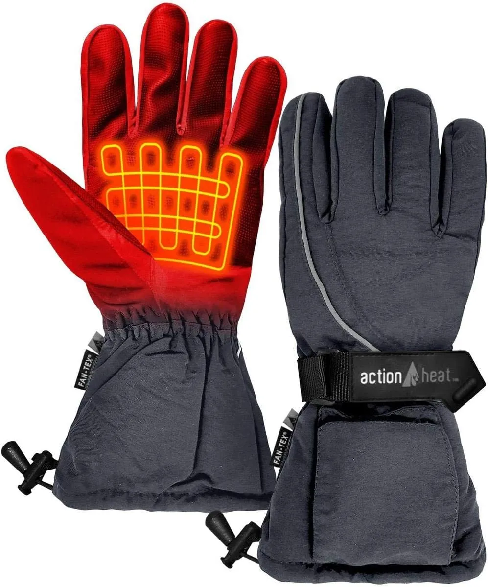 ActionHeat AA Battery Heated Snow Gloves – Men Rechargeable Electric Gloves w/Weather Resistant Soft Shell, Cozy Fleece