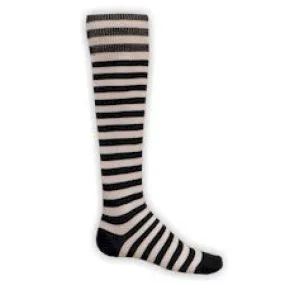 Black and White Mini Hoop Striped Athletic Knee High Socks (Small)