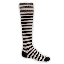 Black and White Mini Hoop Striped Athletic Knee High Socks (Small)