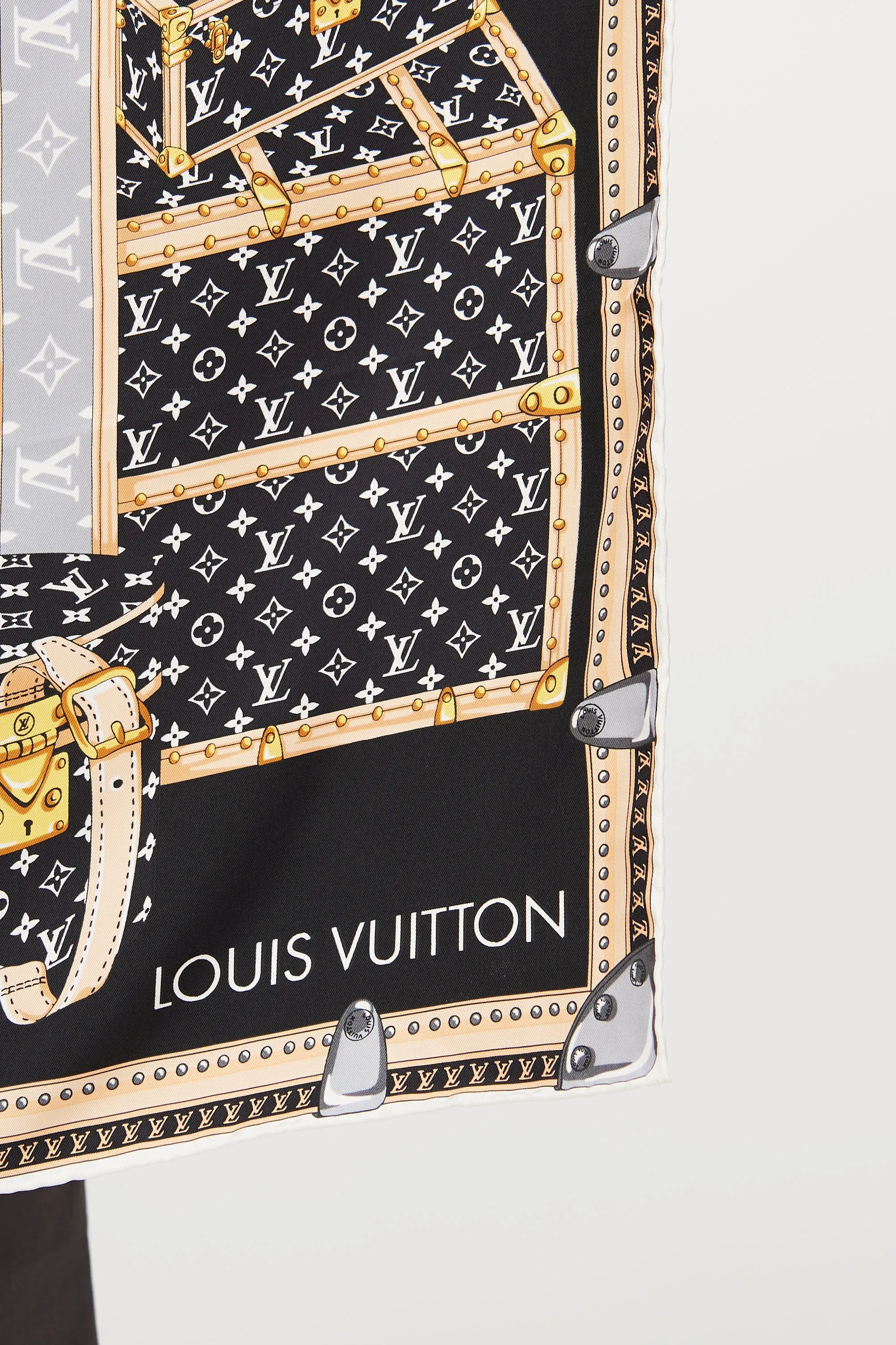 Black Carre Lets Go Silk Scarf