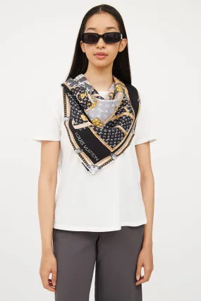 Black Carre Lets Go Silk Scarf
