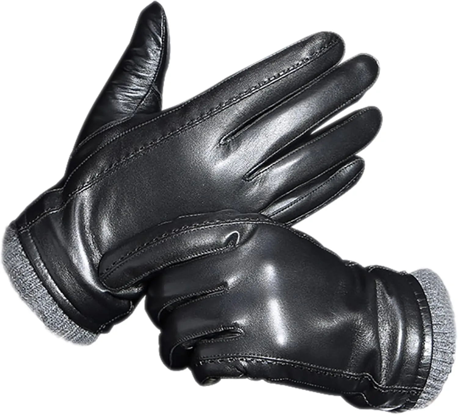 CAKERS Men Soft Sheepskin Gloves|Winter Warm Leather Gloves With Fleece Lining|Outdoor Driving Gloves For Cold Weather