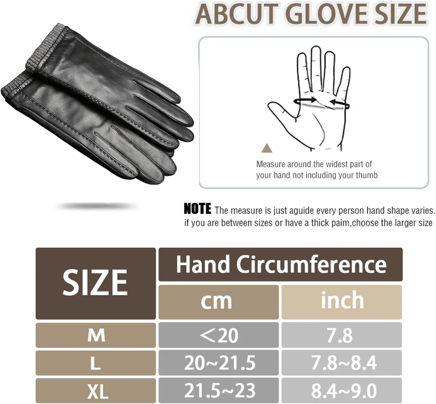 CAKERS Men Soft Sheepskin Gloves|Winter Warm Leather Gloves With Fleece Lining|Outdoor Driving Gloves For Cold Weather
