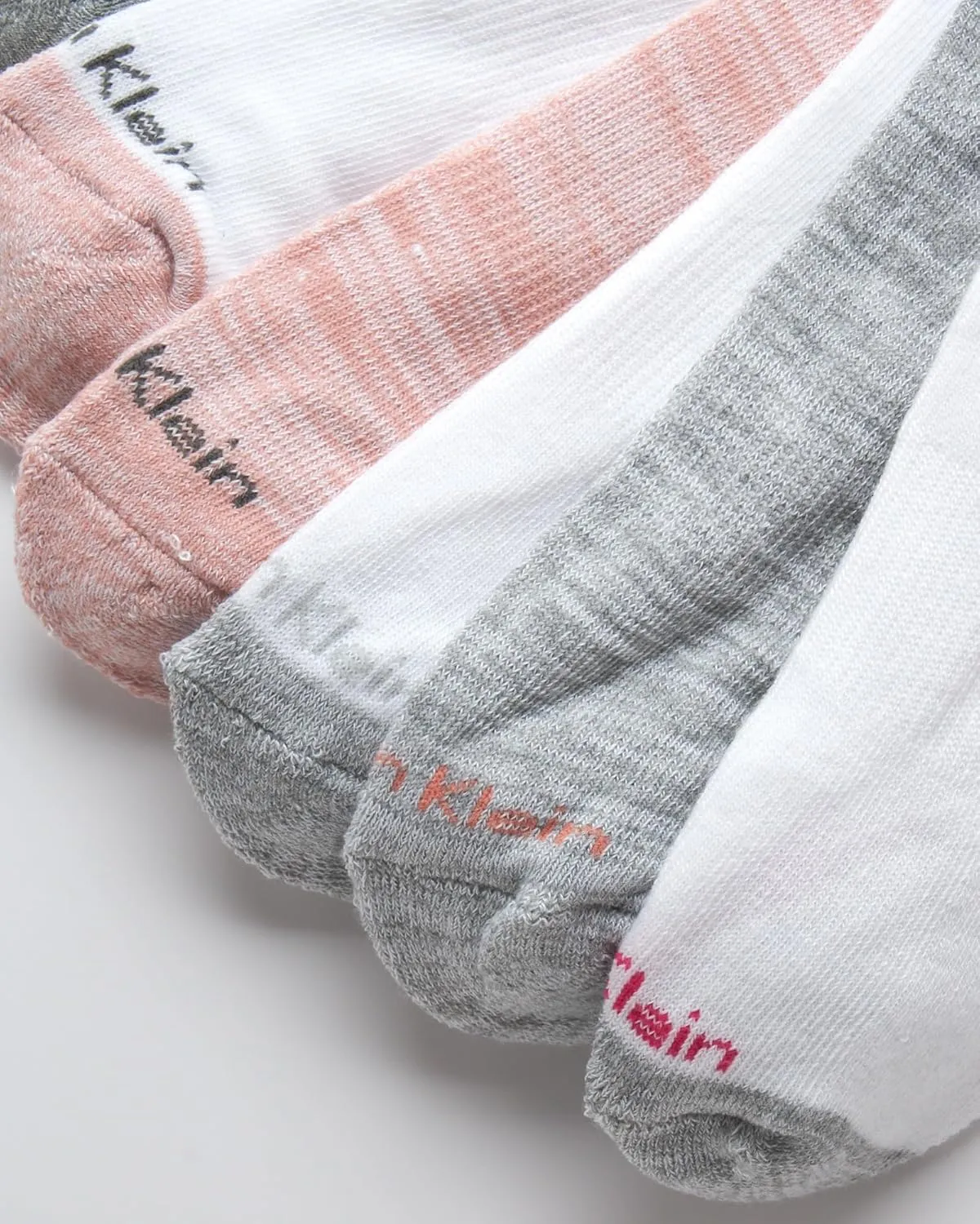 Calvin Klein Girls' Quarter Socks - 6 Pack Stretch Performance Cushioned Comfort Athletic Ankle Socks with Arch Support