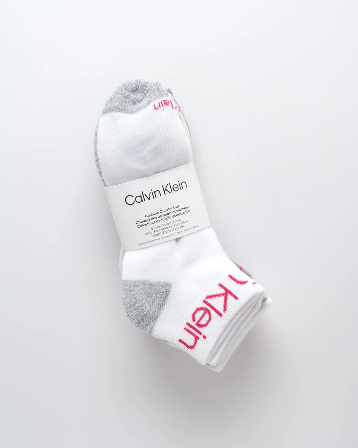 Calvin Klein Girls' Quarter Socks - 6 Pack Stretch Performance Cushioned Comfort Athletic Ankle Socks with Arch Support