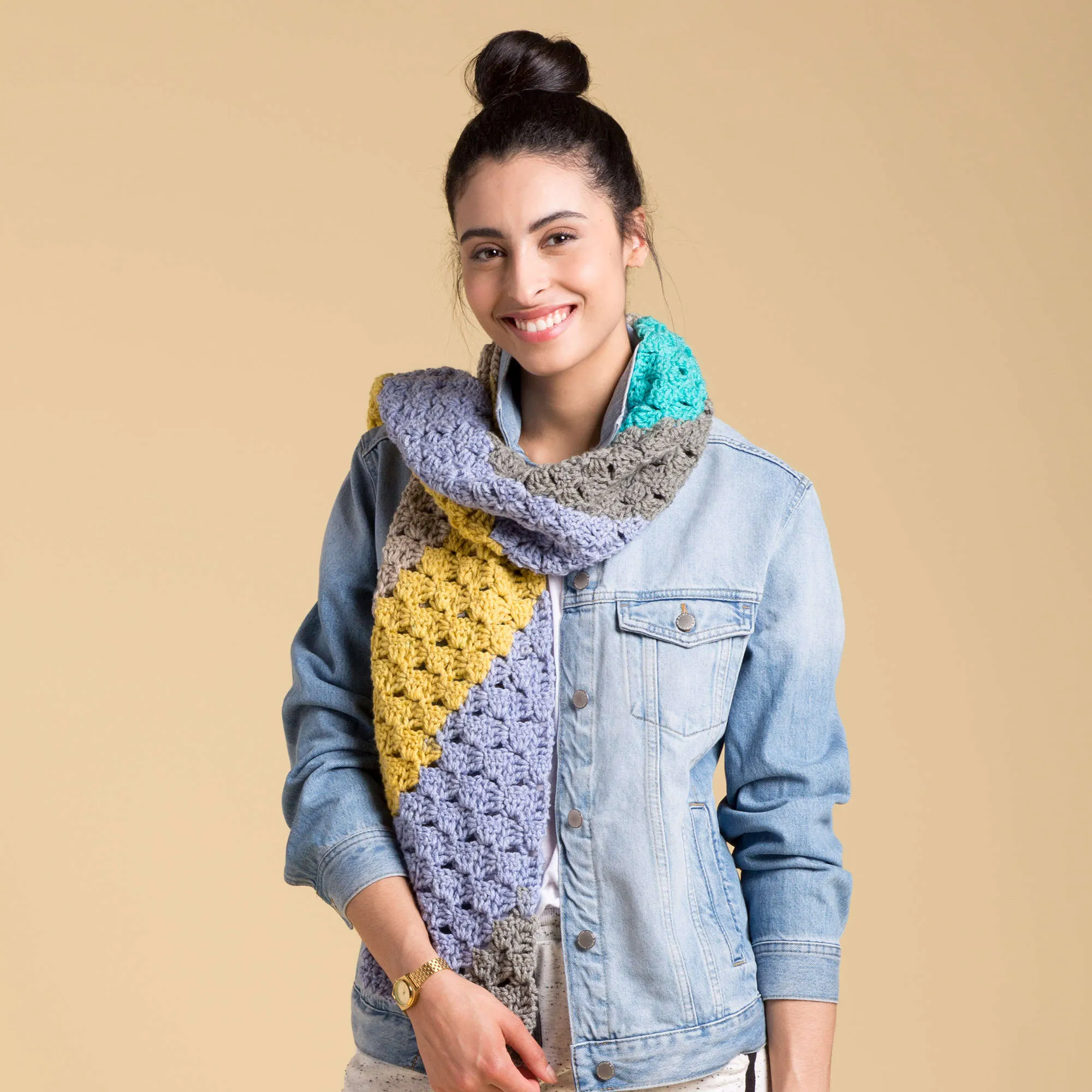 Caron On The Bias Crochet Scarf
