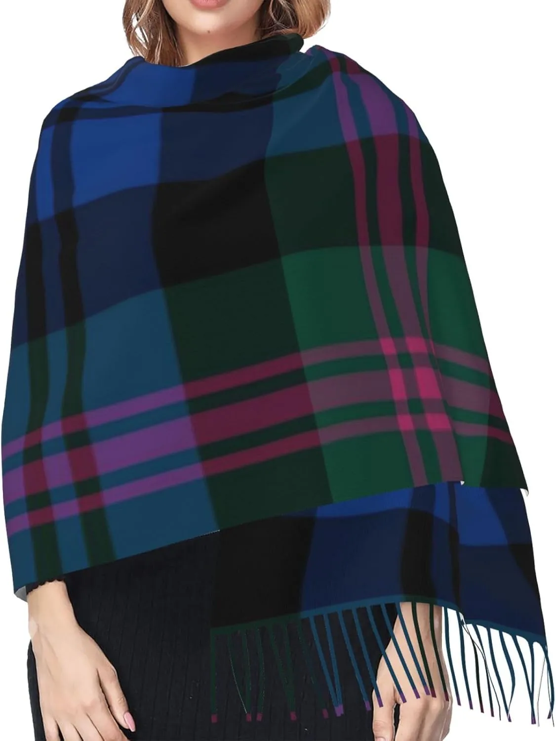 Clan Stewart Hunting Tartan Imitation Cashmere Tassel Scarf Winter Scarf Autumn Softest Classic Warm