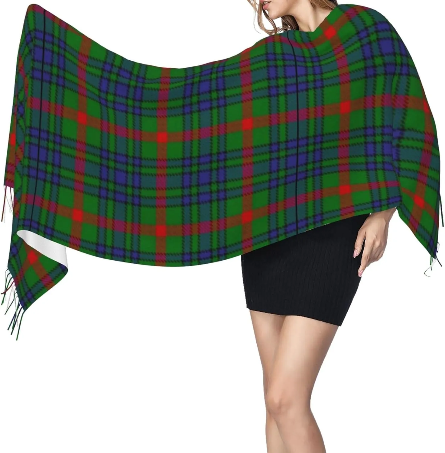 Clan Stewart Hunting Tartan Imitation Cashmere Tassel Scarf Winter Scarf Autumn Softest Classic Warm