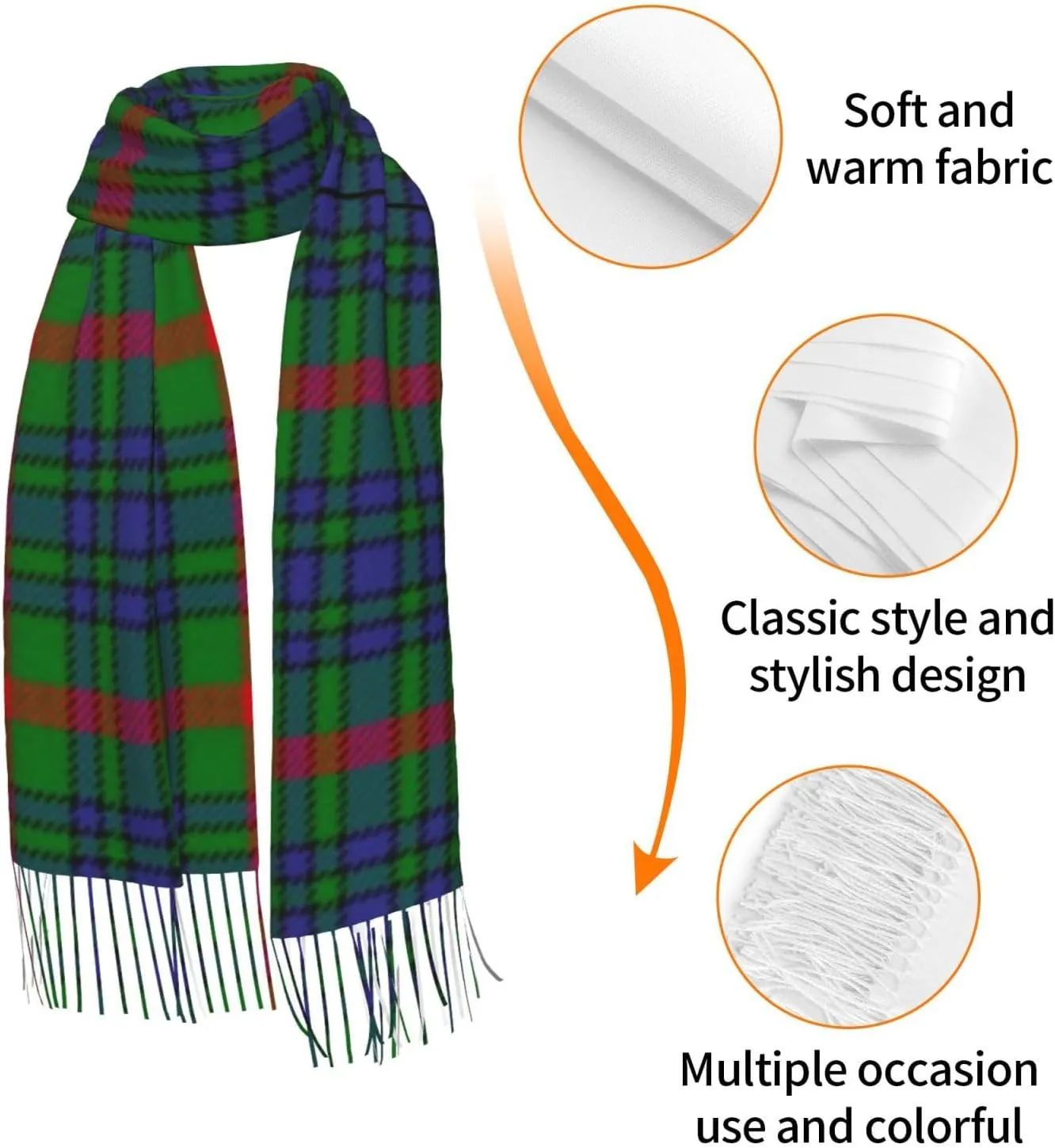 Clan Stewart Hunting Tartan Imitation Cashmere Tassel Scarf Winter Scarf Autumn Softest Classic Warm