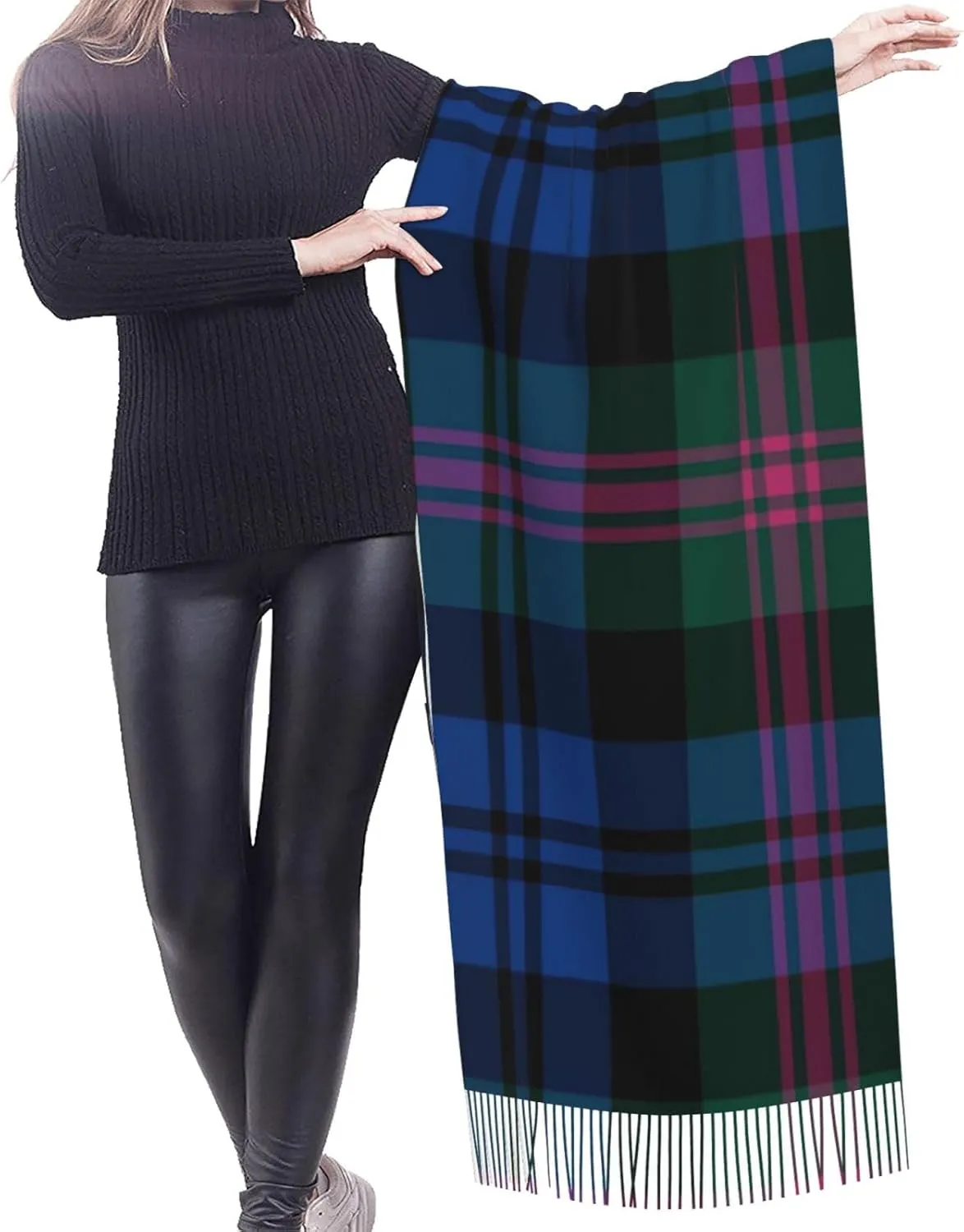 Clan Stewart Hunting Tartan Imitation Cashmere Tassel Scarf Winter Scarf Autumn Softest Classic Warm