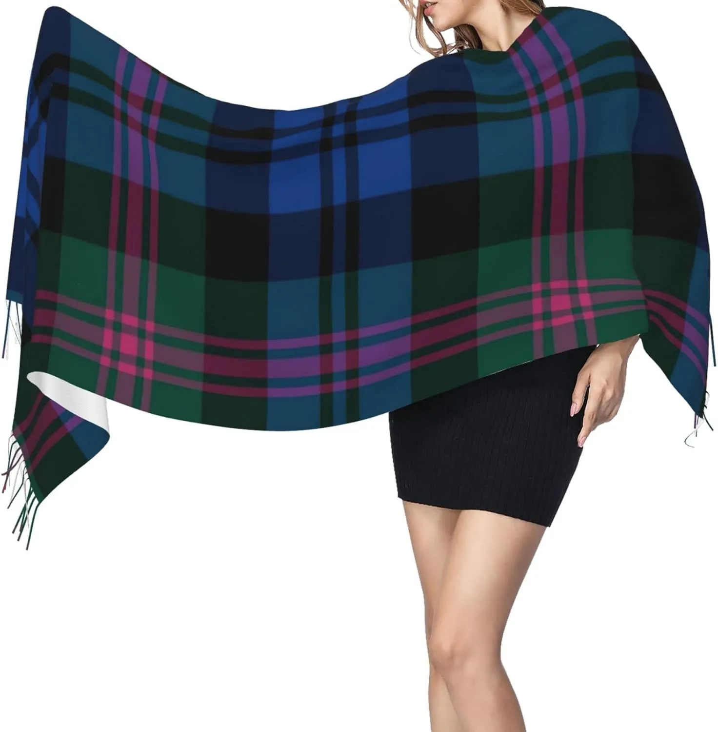 Clan Stewart Hunting Tartan Imitation Cashmere Tassel Scarf Winter Scarf Autumn Softest Classic Warm