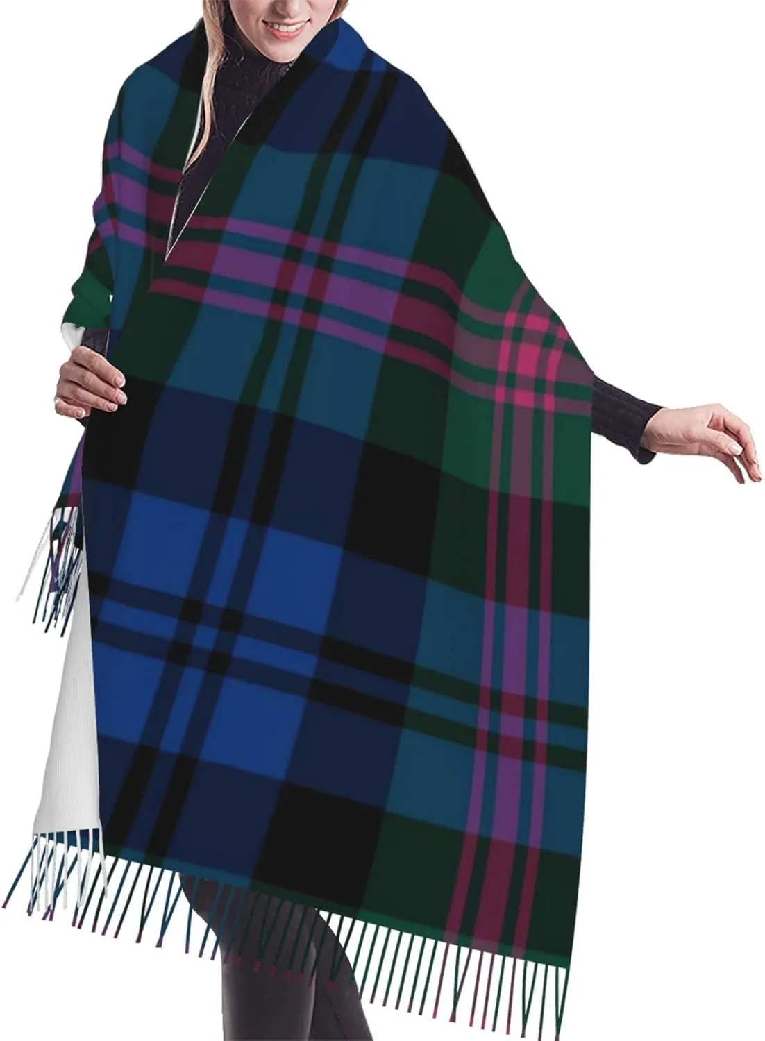 Clan Stewart Hunting Tartan Imitation Cashmere Tassel Scarf Winter Scarf Autumn Softest Classic Warm