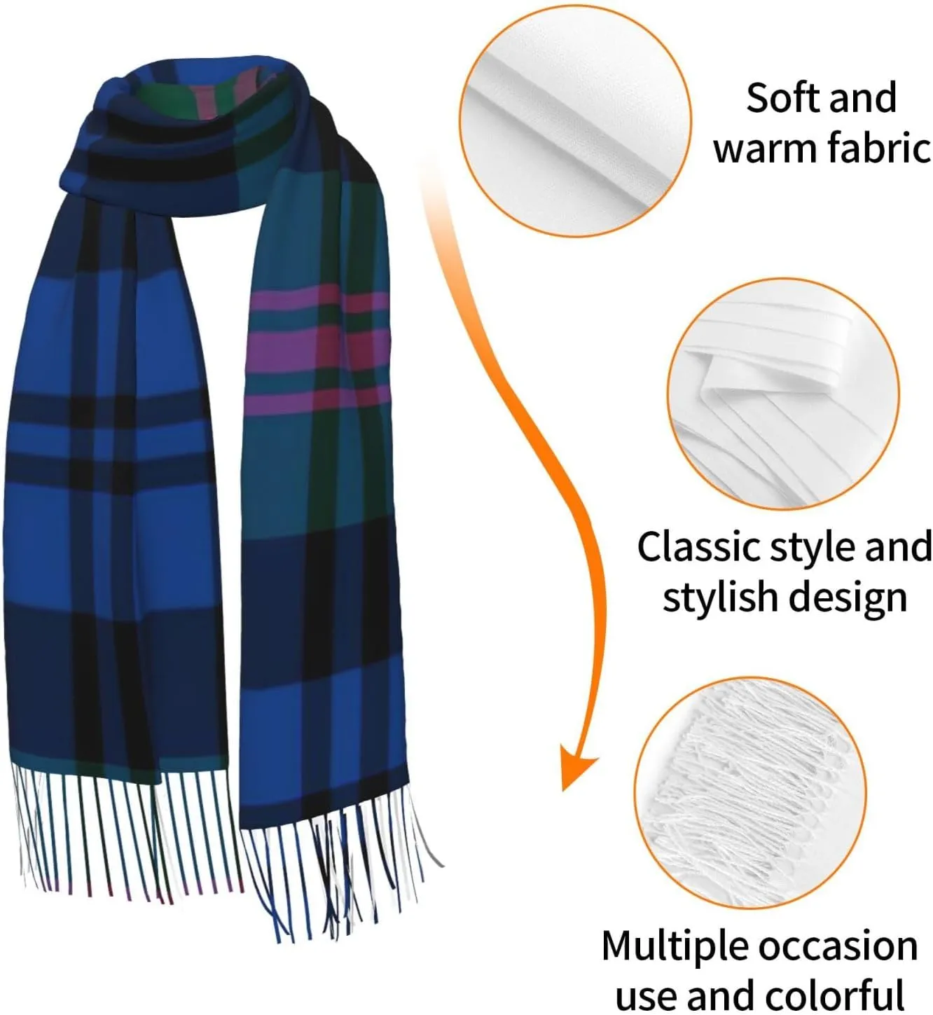 Clan Stewart Hunting Tartan Imitation Cashmere Tassel Scarf Winter Scarf Autumn Softest Classic Warm