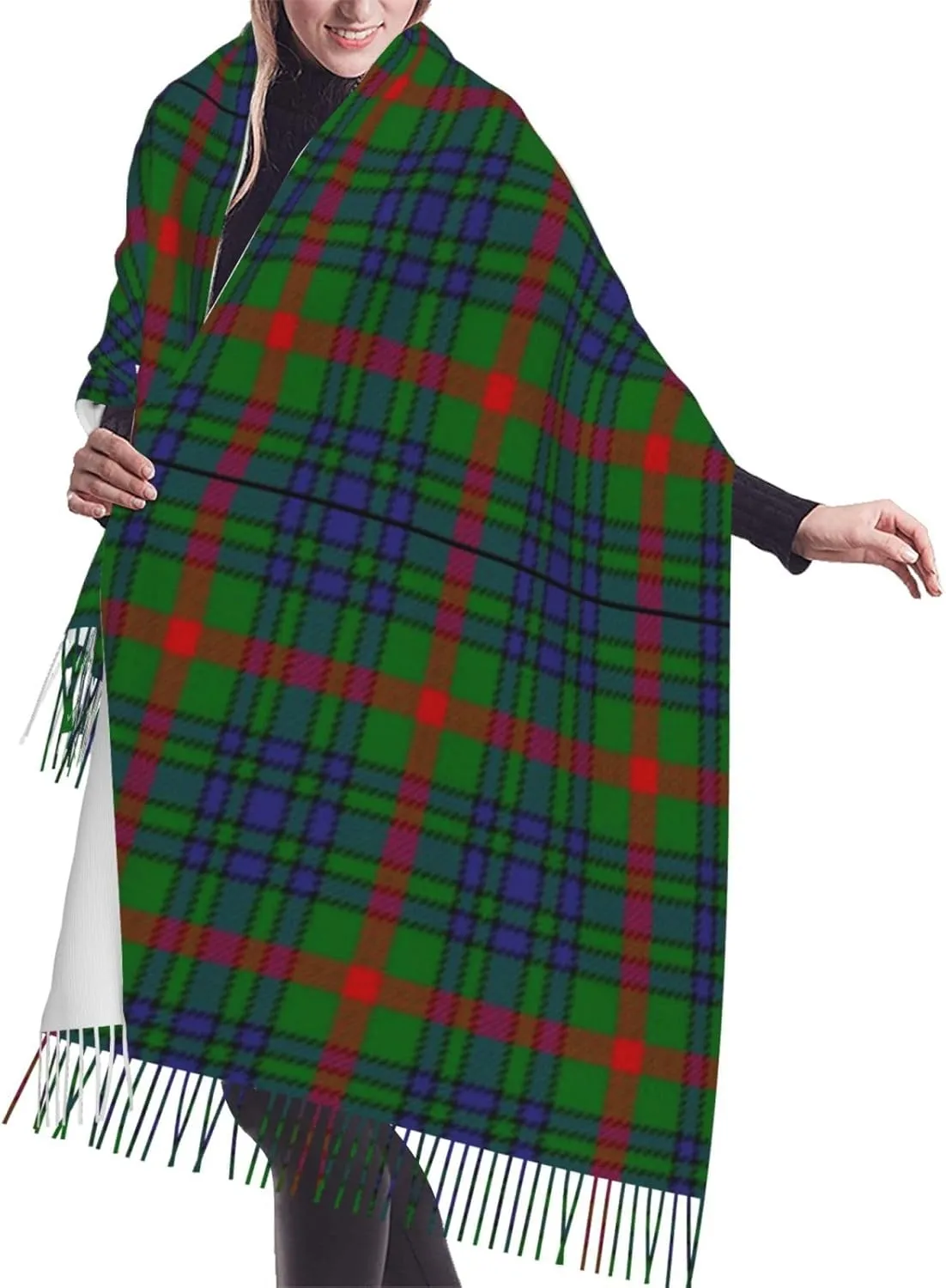 Clan Stewart Hunting Tartan Imitation Cashmere Tassel Scarf Winter Scarf Autumn Softest Classic Warm