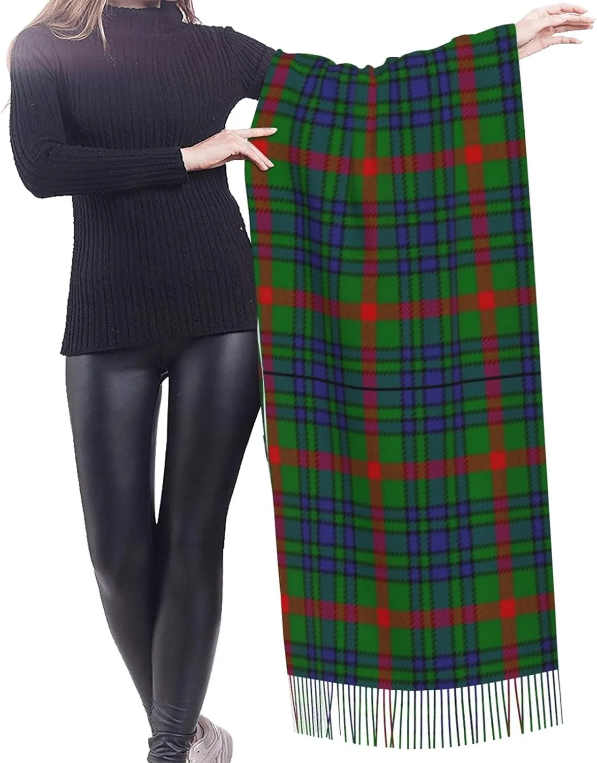 Clan Stewart Hunting Tartan Imitation Cashmere Tassel Scarf Winter Scarf Autumn Softest Classic Warm