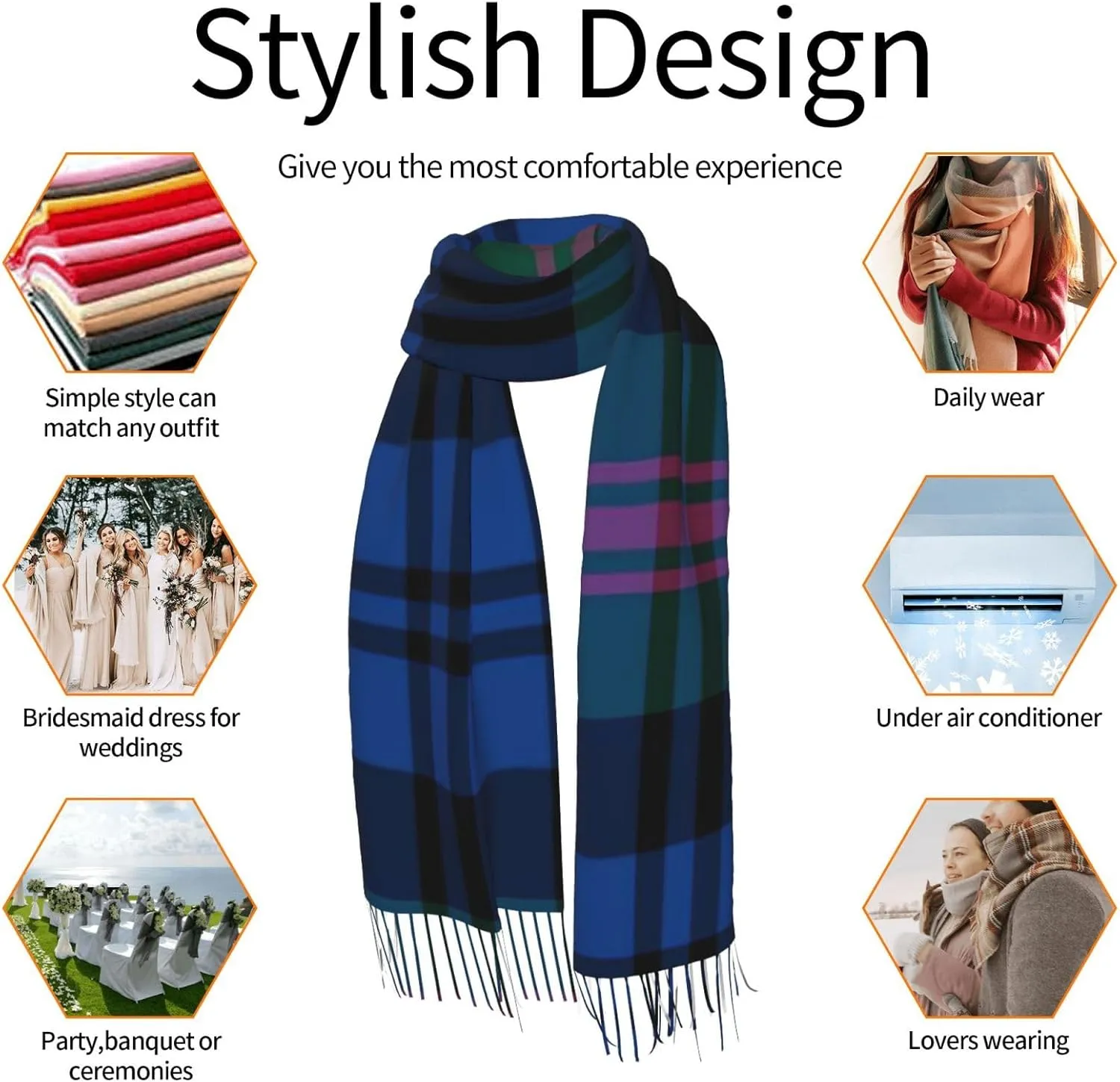 Clan Stewart Hunting Tartan Imitation Cashmere Tassel Scarf Winter Scarf Autumn Softest Classic Warm
