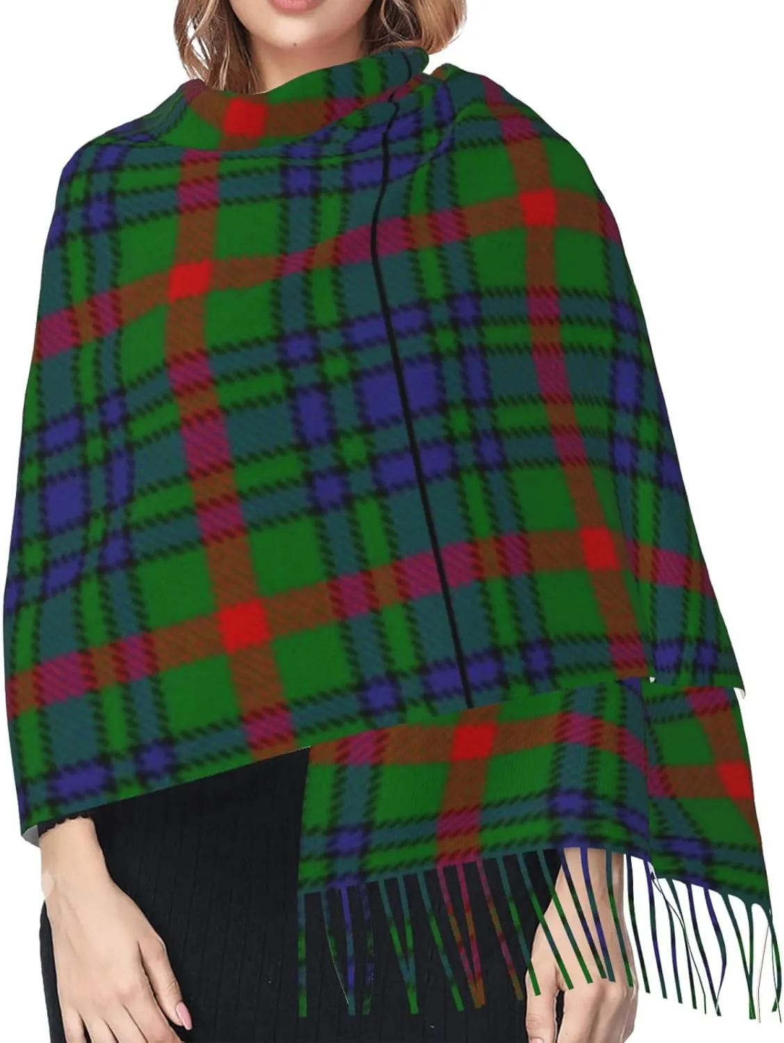 Clan Stewart Hunting Tartan Imitation Cashmere Tassel Scarf Winter Scarf Autumn Softest Classic Warm