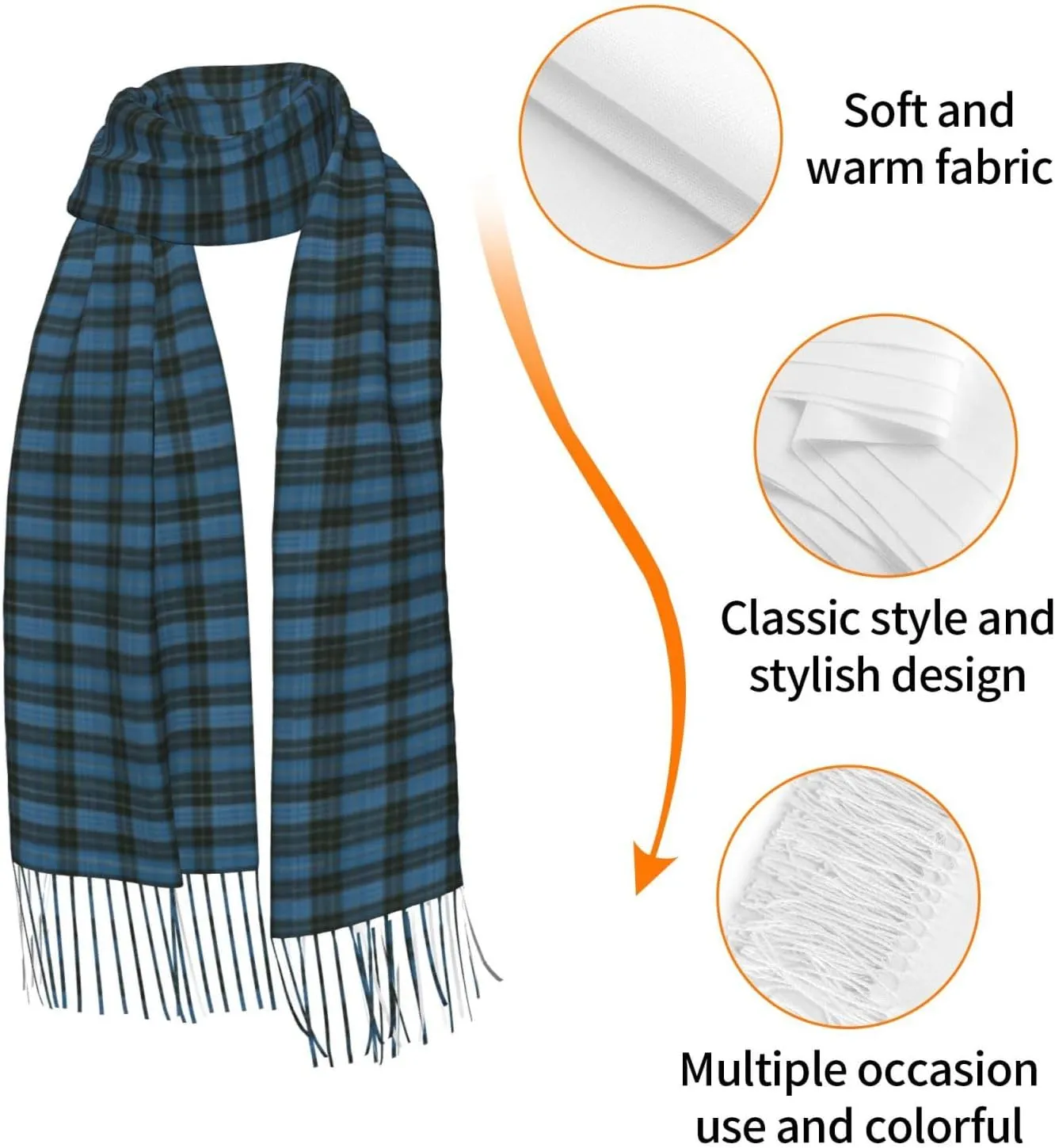 Classic Scottish Tartan Plaid Imitation Cashmere Tassel Scarf Winter Scarf Autumn Softest Classic Warm