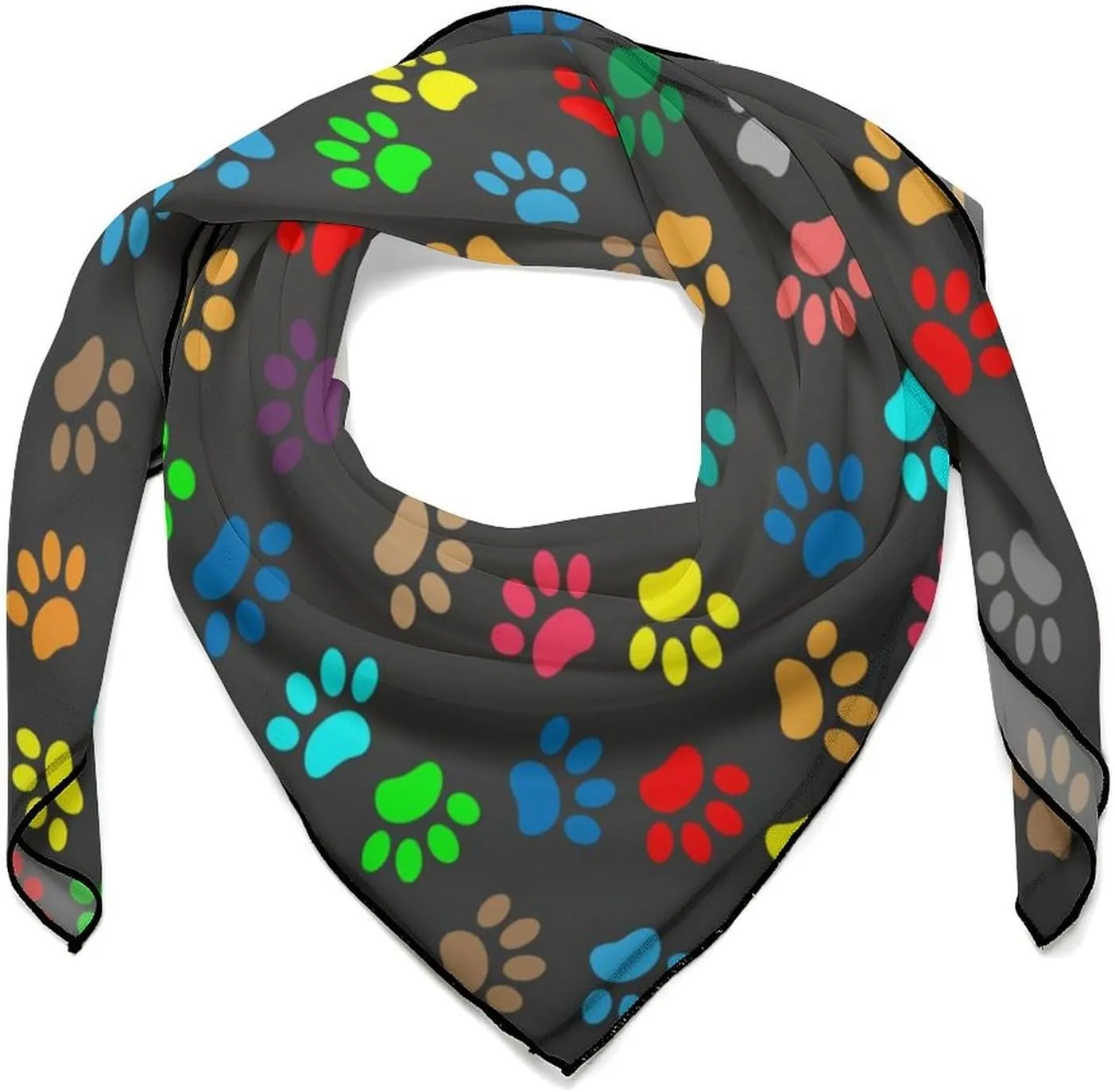 Colorful Dog Paw Print Head Scarf for Women's Hair Bandana Square Neck Scarf Lightweight Shawl Wrap, 0ne size, 202405211