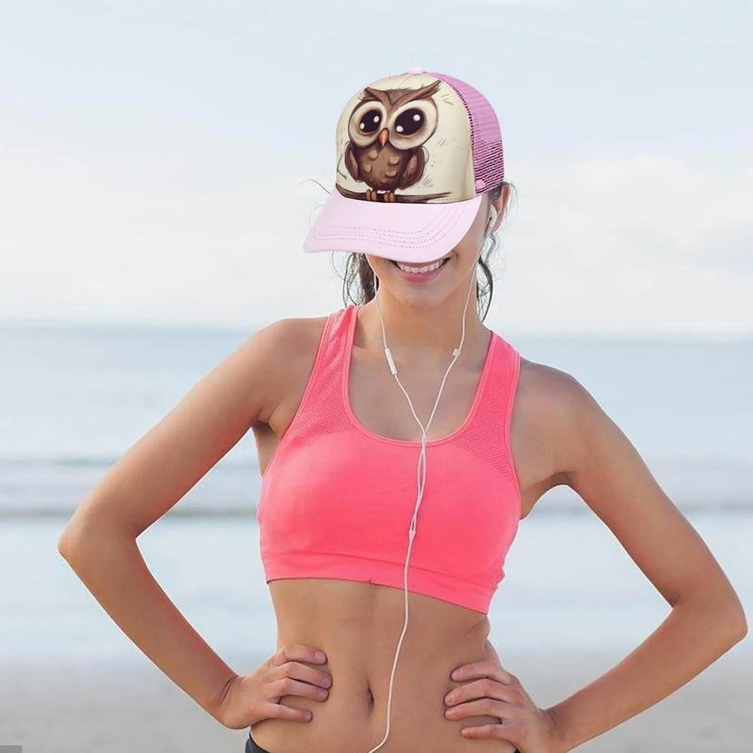 Cute Owl Adult Baseball Cap Hollow Baseball Hat Sun Visor Hat Adjustable Golf Hat for Men Women