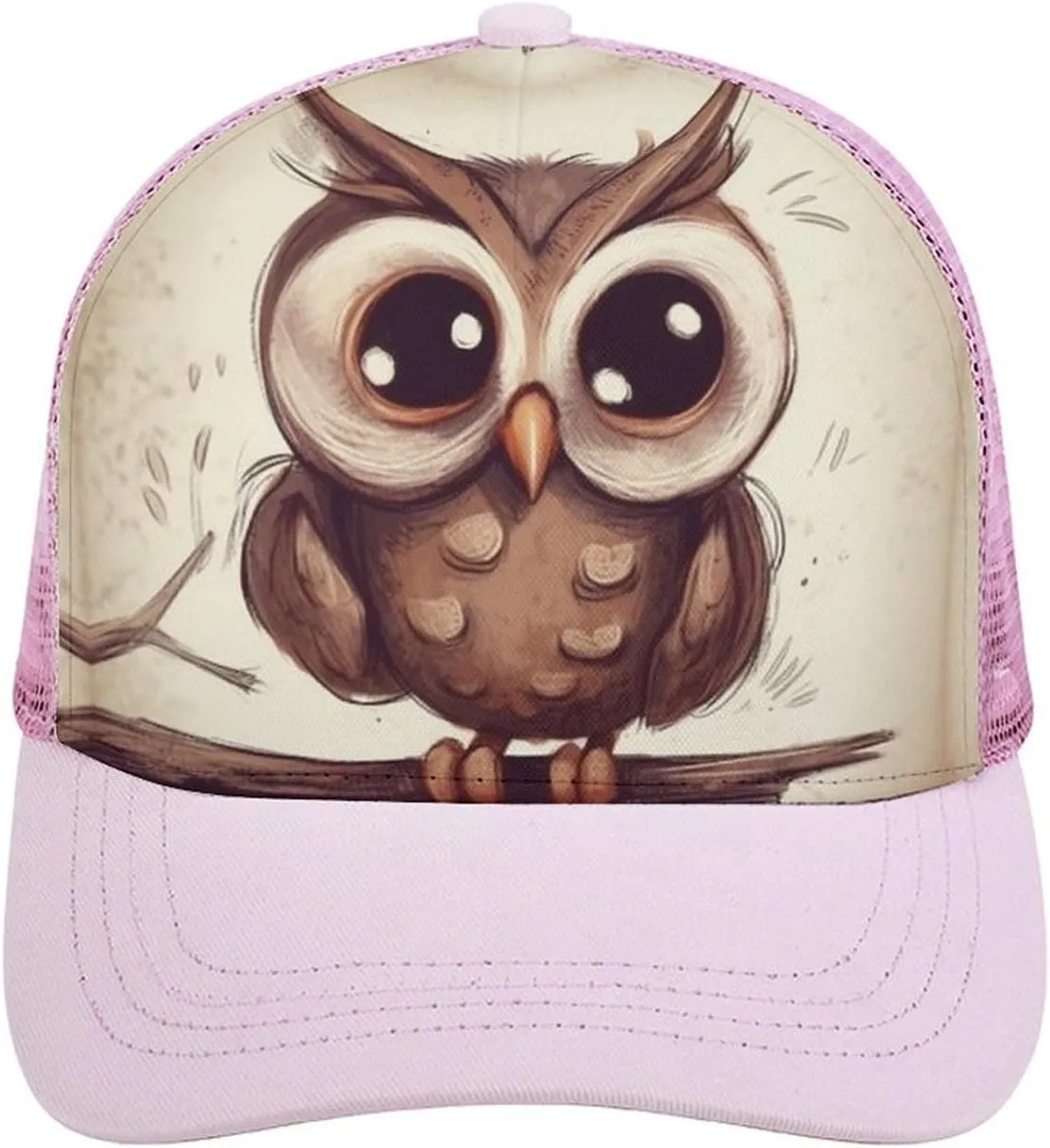 Cute Owl Adult Baseball Cap Hollow Baseball Hat Sun Visor Hat Adjustable Golf Hat for Men Women