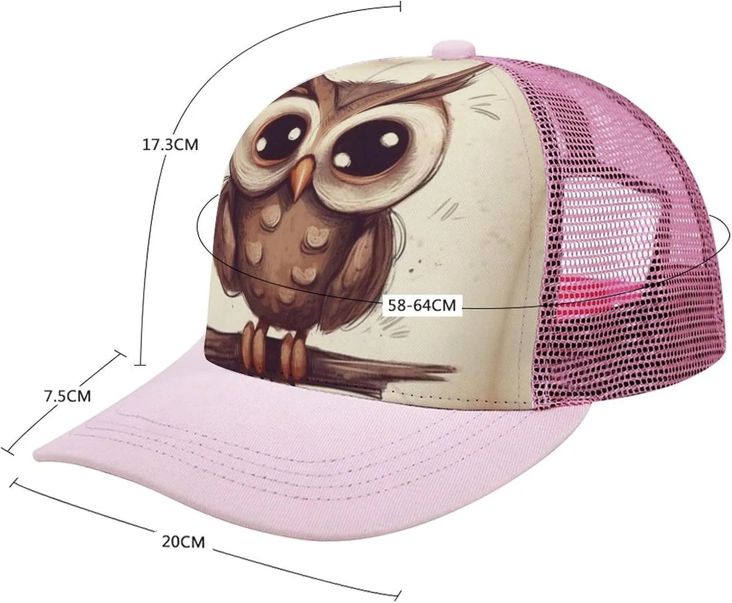 Cute Owl Adult Baseball Cap Hollow Baseball Hat Sun Visor Hat Adjustable Golf Hat for Men Women