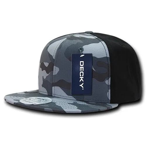 Decky 1049 Camo Snapback Hat, 6 Panel Camouflage Flat Bill Cap