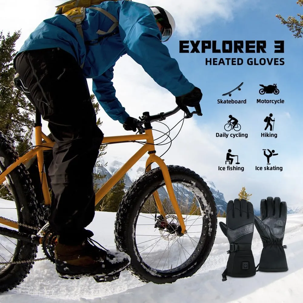 Explorer 3 Unisex Skiing & Snowboarding Heated Gloves Waterproof Touch Screen Cold Weather Winter Gloves