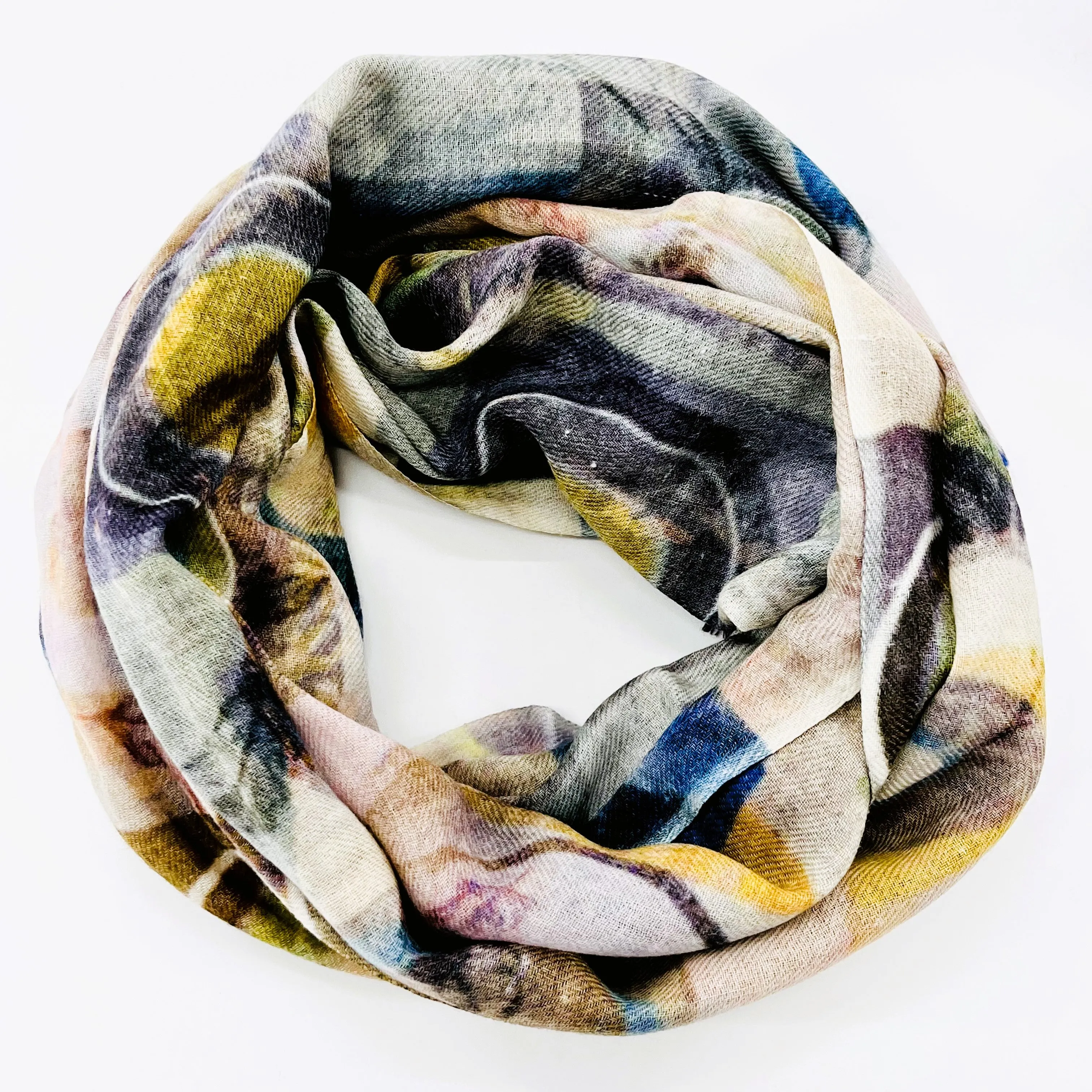 Fine Wool Silk Blend Scarves Blue Tones