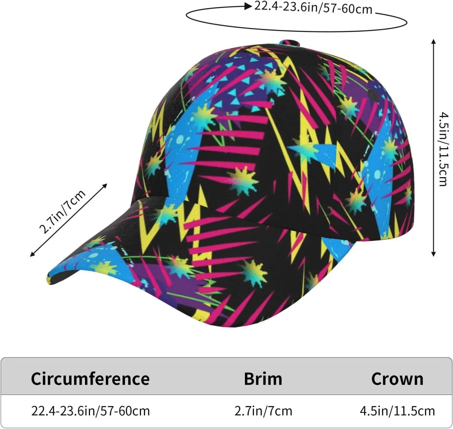 Funny Graffiti Hats Colorful Graffiti Baseball Cap Adjustable Snapback Trucker Hat for Women Men