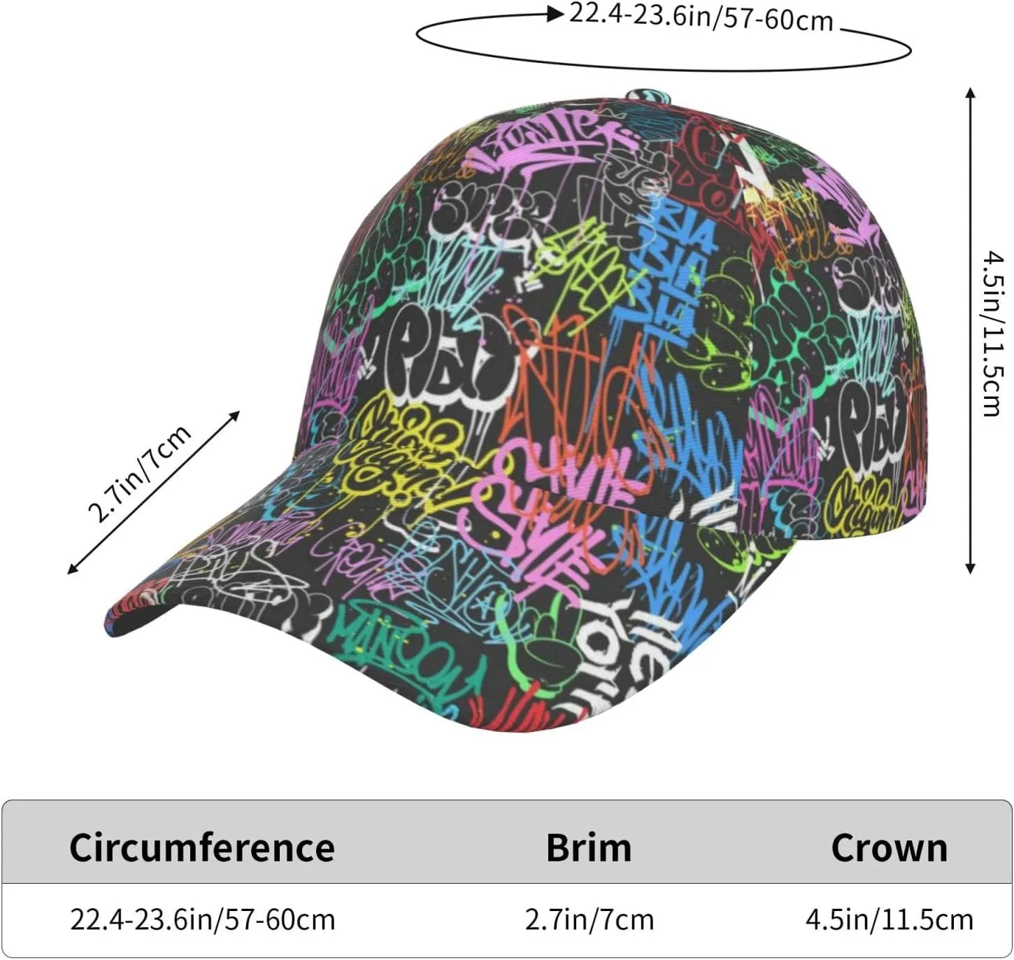 Funny Graffiti Hats Colorful Graffiti Baseball Cap Adjustable Snapback Trucker Hat for Women Men