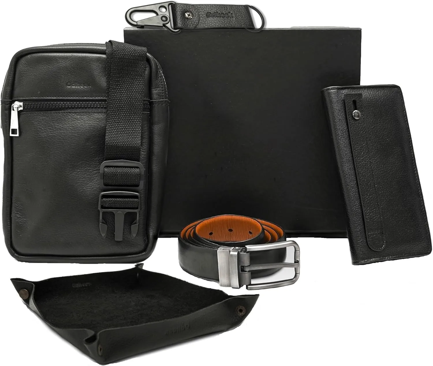 Genuine Leather Gift Sets for Men Gifts for Men -Long Wallet belt Fanny Pack Gift for Him Gift for Husband Gift for Father Gift for Teacher Gift for Boyfriend Birthday Gift for Men, Black