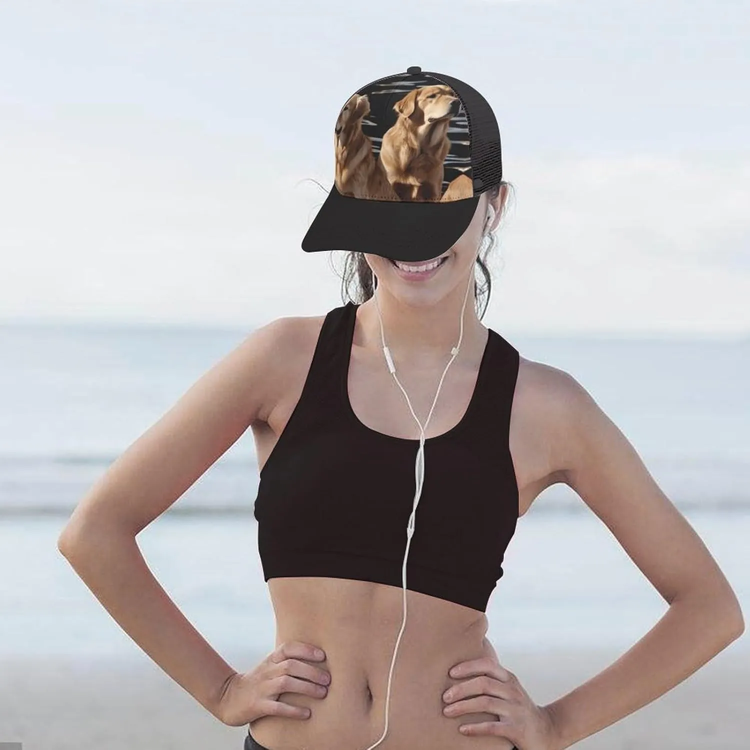 Golden Retrievers Adult Baseball Cap Hollow Baseball Hat Sun Visor Hat Adjustable Golf Hat for Men Women