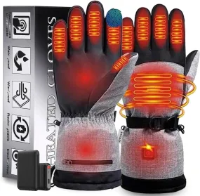 Heated Gloves for Men Women, Rechargeable Hand Warmer with Touchscreen, Waterproof Electric Heated Ski Glove for Winter Outdoor Work Hunting Camping Snowboarding Hiking