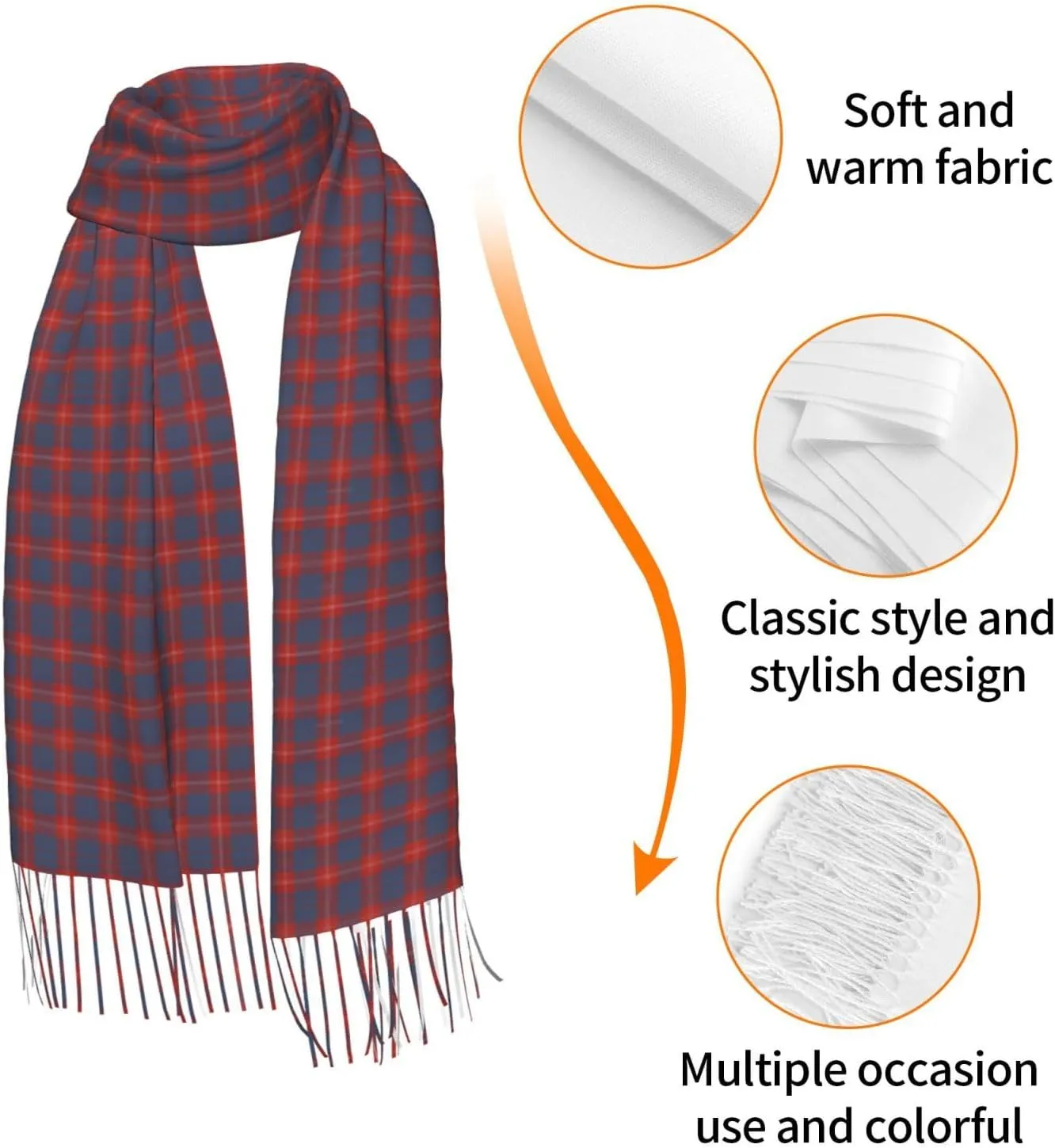 Holyrood Original Scottish Tartan Imitation Cashmere Tassel Scarf Winter Scarf Autumn Softest Classic Warm