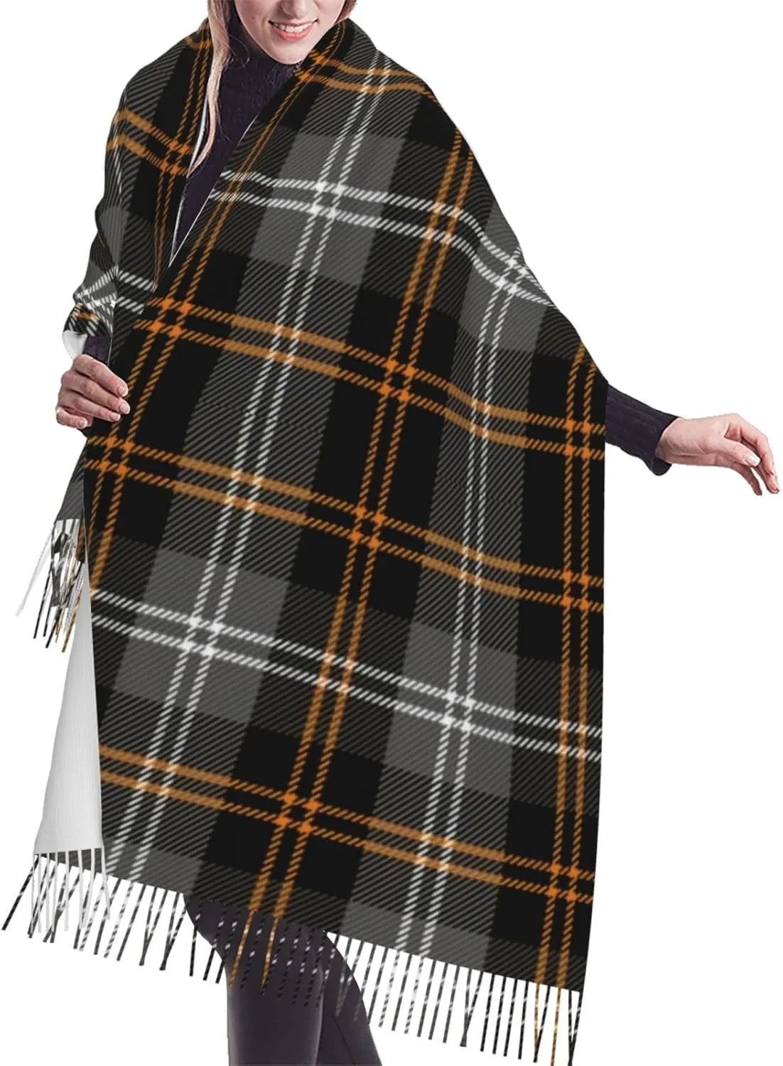 Hunting Scottish Tartan Imitation Cashmere Tassel Scarf Winter Scarf Autumn Softest Classic Warm