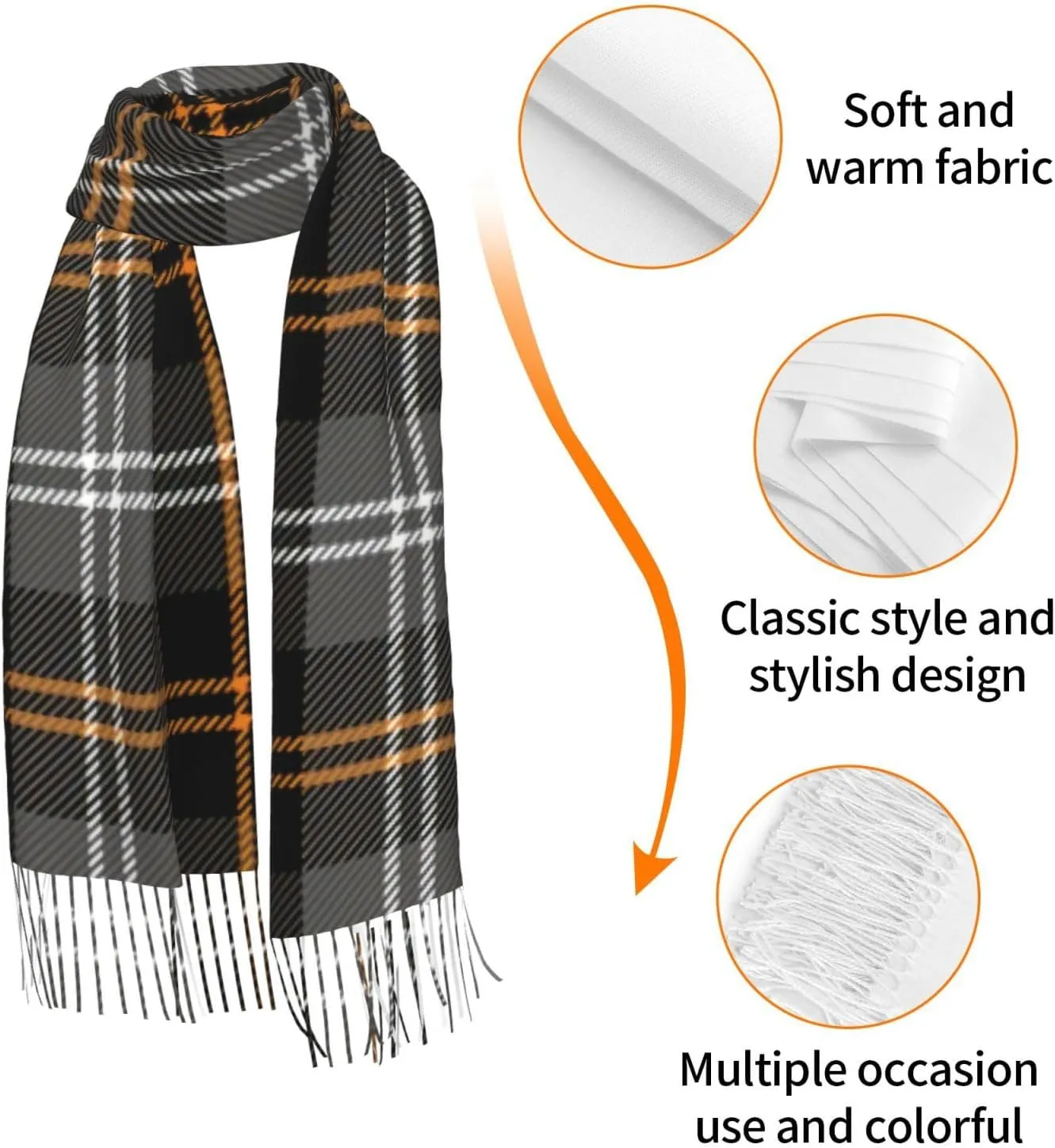 Hunting Scottish Tartan Imitation Cashmere Tassel Scarf Winter Scarf Autumn Softest Classic Warm