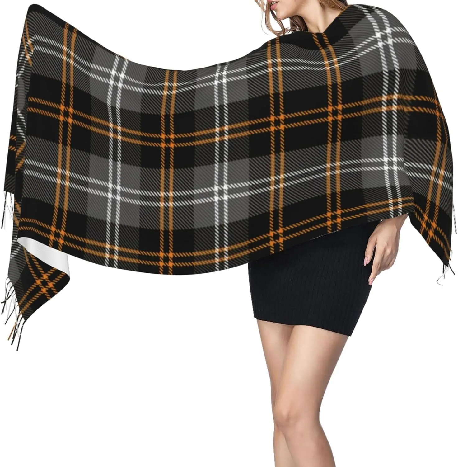 Hunting Scottish Tartan Imitation Cashmere Tassel Scarf Winter Scarf Autumn Softest Classic Warm