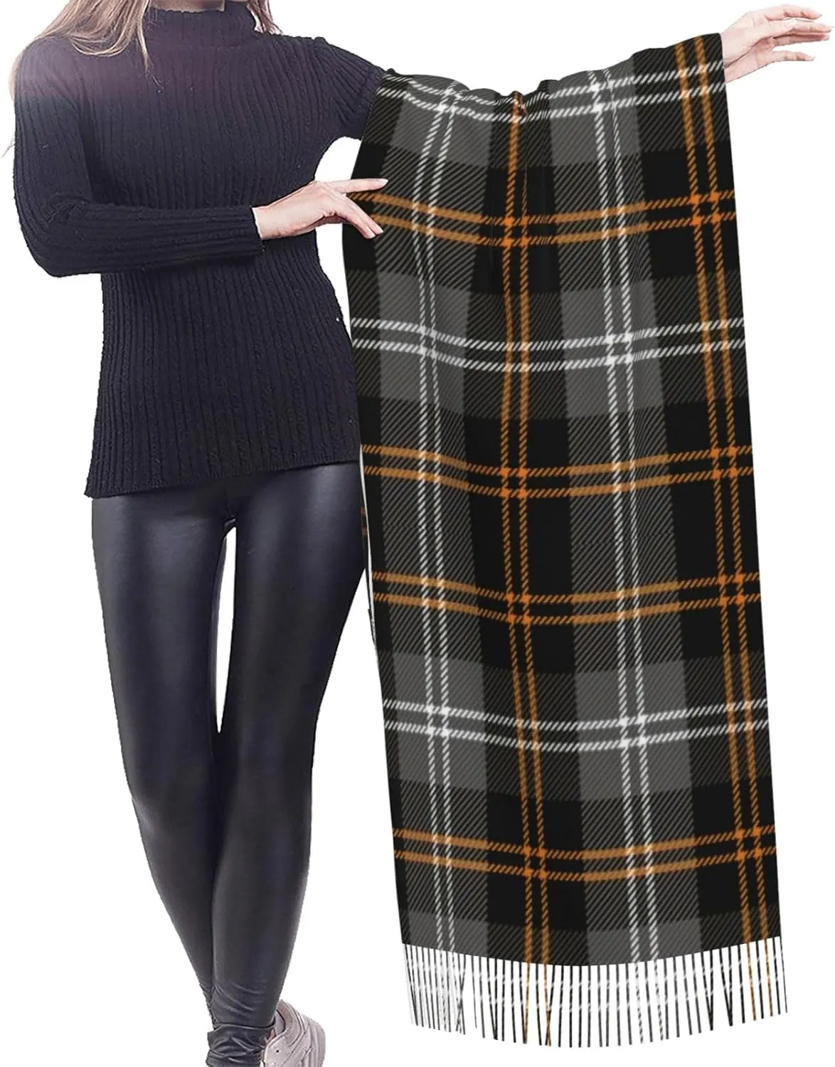 Hunting Scottish Tartan Imitation Cashmere Tassel Scarf Winter Scarf Autumn Softest Classic Warm