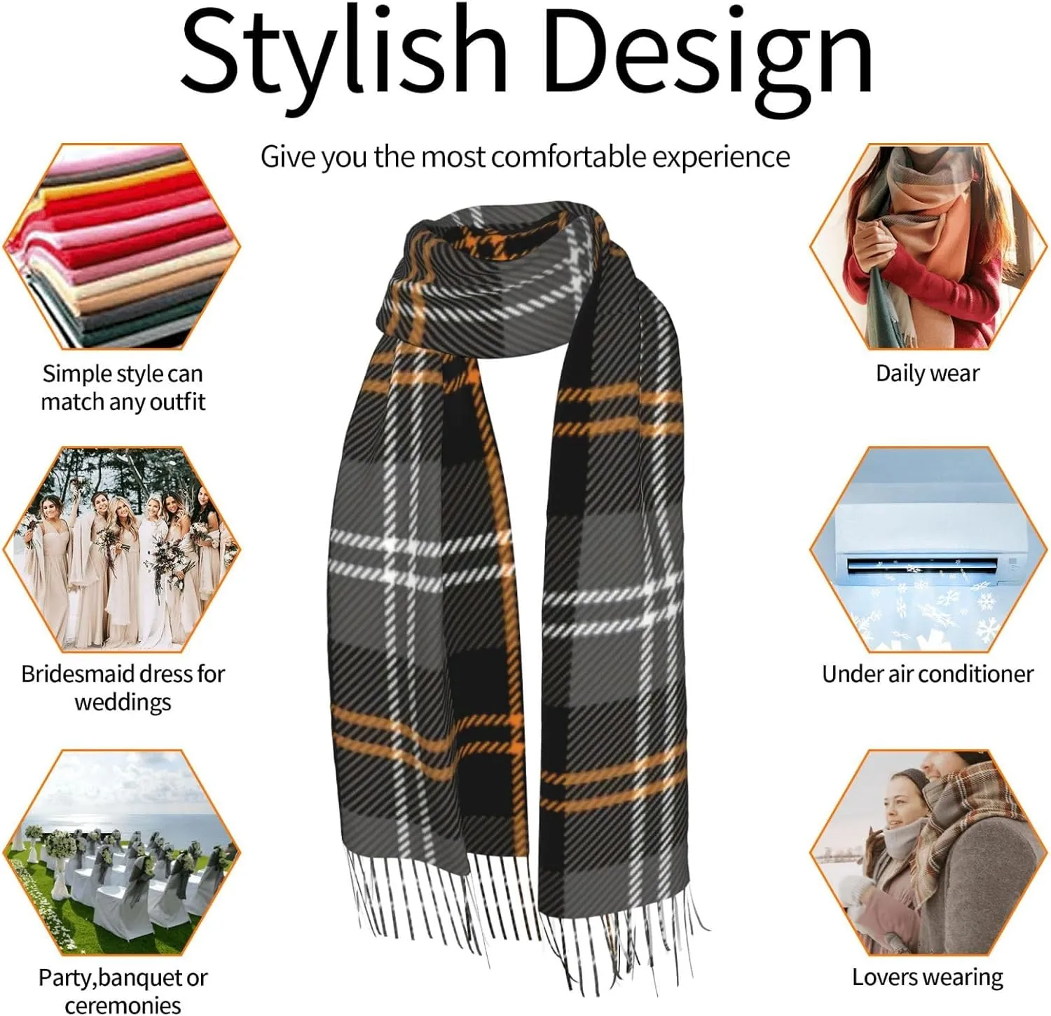 Hunting Scottish Tartan Imitation Cashmere Tassel Scarf Winter Scarf Autumn Softest Classic Warm