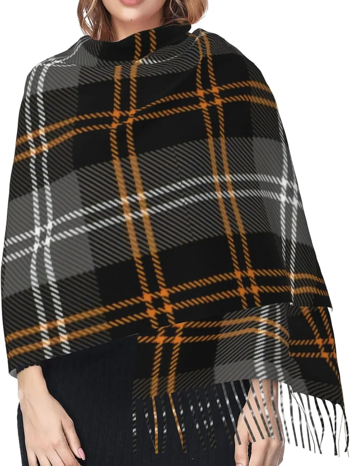 Hunting Scottish Tartan Imitation Cashmere Tassel Scarf Winter Scarf Autumn Softest Classic Warm