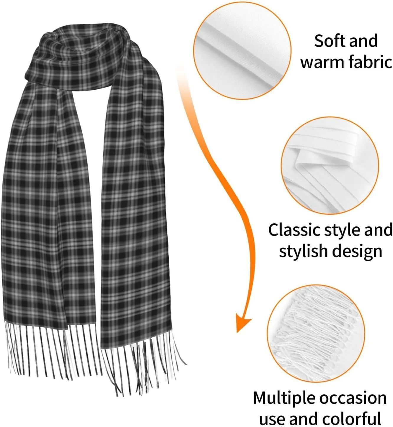 Ireland National Tartan Imitation Cashmere Tassel Scarf Winter Scarf Autumn Softest Classic Warm