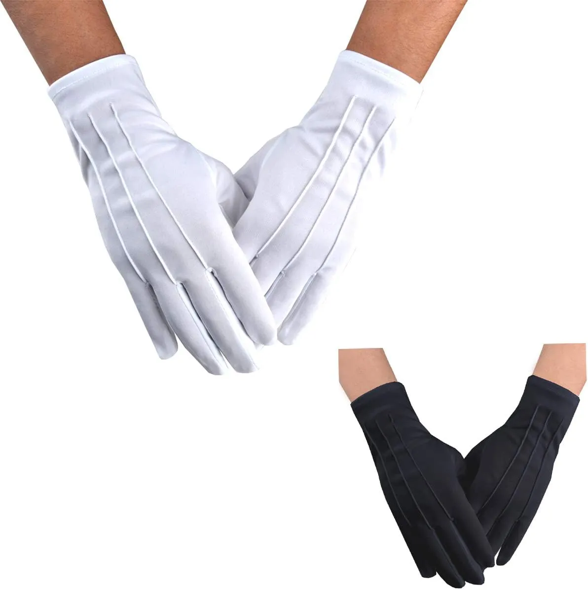 JISEN Men Police Formal Tuxedo Honor Guard Parade Nylon Cotton Gloves 26cm