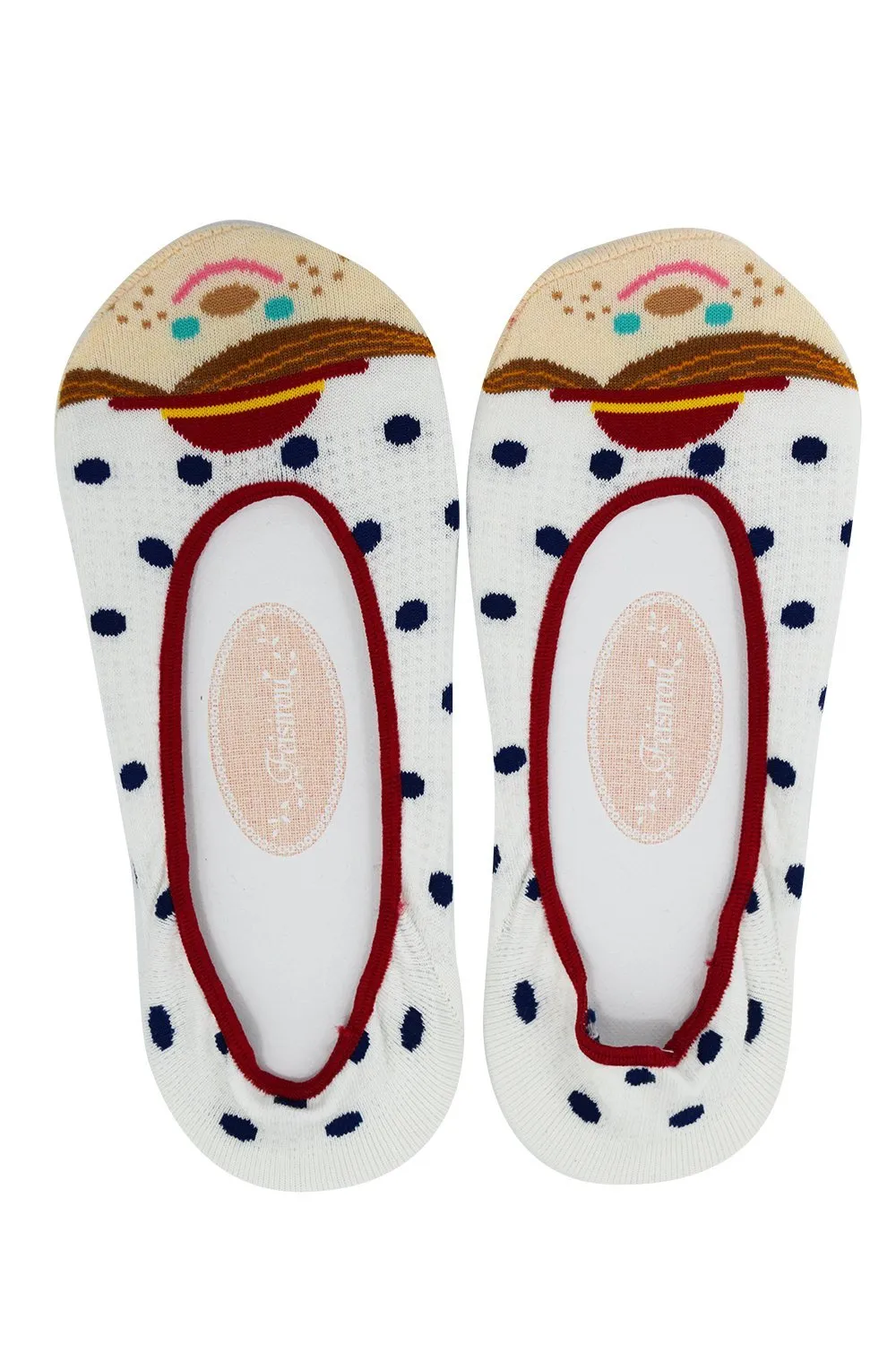 Kawaii Polka Dot Small World Holland Doll Cotton Hidden No-show Socks - 3 pairs