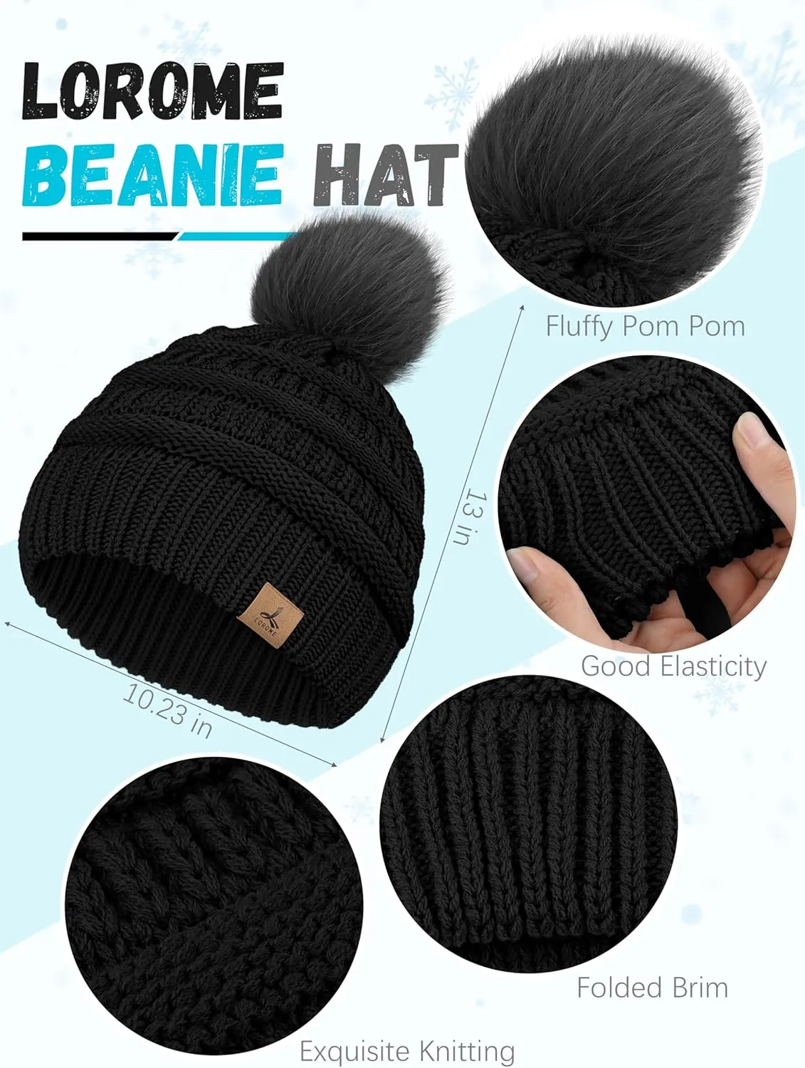 LOROME Winter Hat Scarf Earmuffs Gloves for Women, Touchscreen Gloves Beanie Hat Earmuffs Womens Scarves