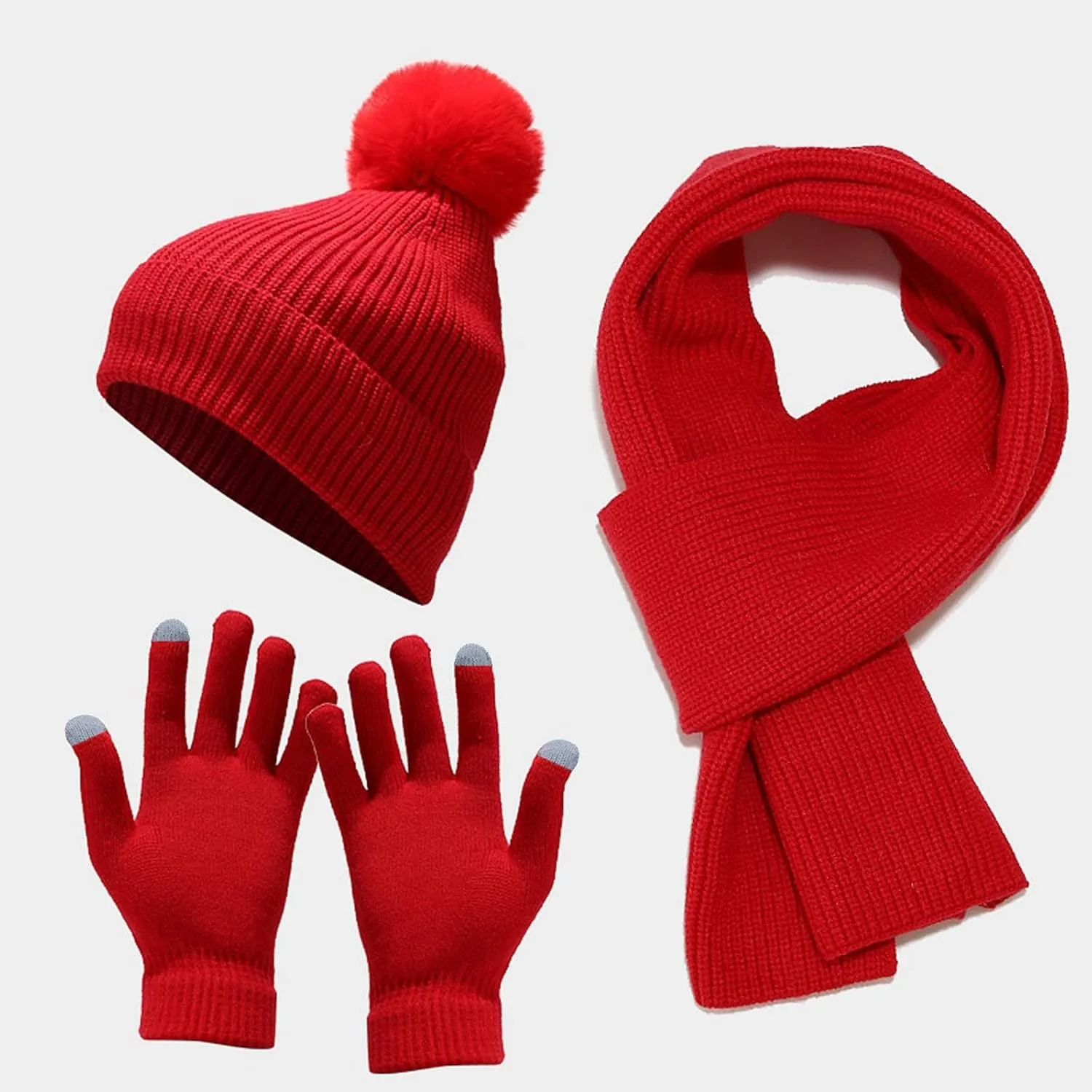 Mens Winter Knit Hat Beanie Long Neck Scarf Gloves Set Fleece Caps Gifts for Men Women Mens Hat and Gloves Set