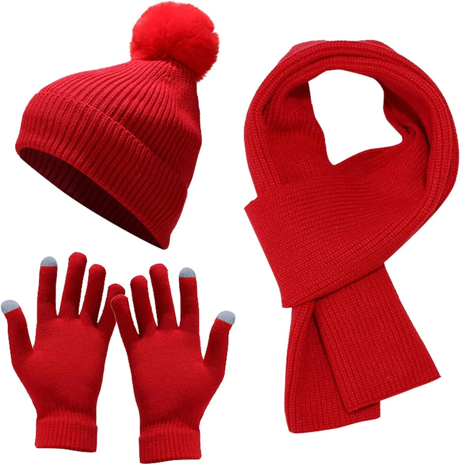Mens Winter Knit Hat Beanie Long Neck Scarf Gloves Set Fleece Caps Gifts for Men Women Mens Hat and Gloves Set