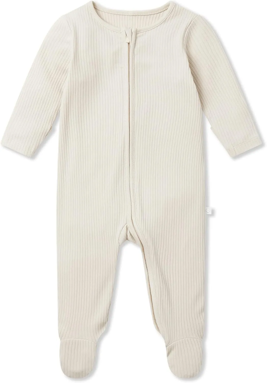 MORI Baby Unisex Ribbed Pajamas with Zip and Mitts of Viscose from Bamboo and Cotton - Jumpsuit Sleepwear for Boys and Girls