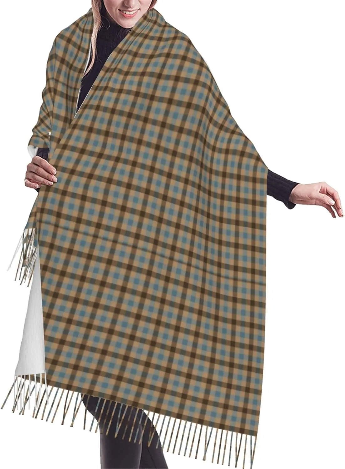 Outlander Fraser Scottish Tartan Imitation Cashmere Tassel Scarf Winter Scarf Autumn Softest Classic Warm